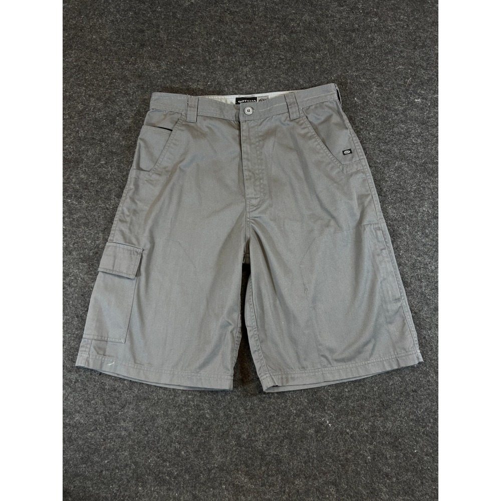 VTG Gotcha Mens Cargo Shorts Gray Size 33 Y2K Baggy Outdoor Pockets Multi-Pocket